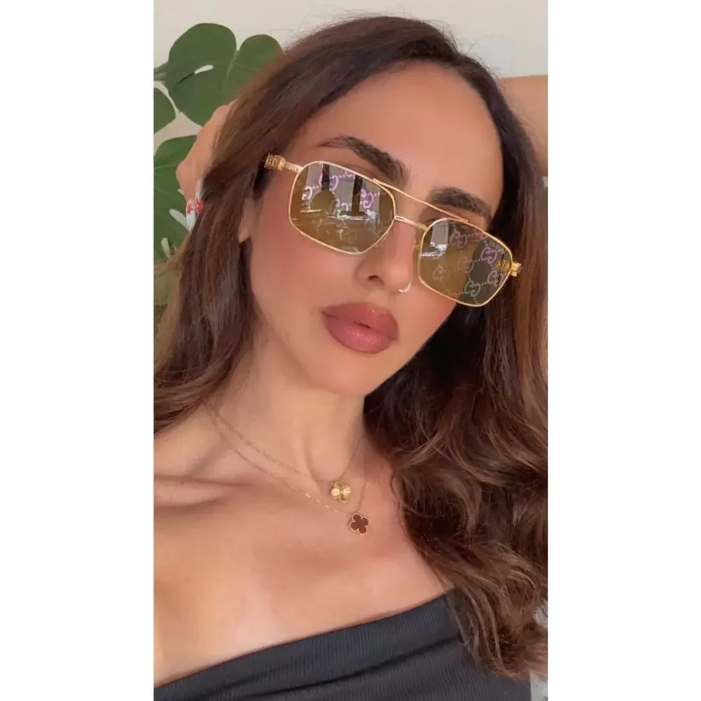 NEW Gucci GG1804S Green Mirror Aviator Logo Sunglasses
